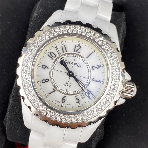 chanel j12 white ceramic watch diamond bezel|Chanel j12 repair cost.